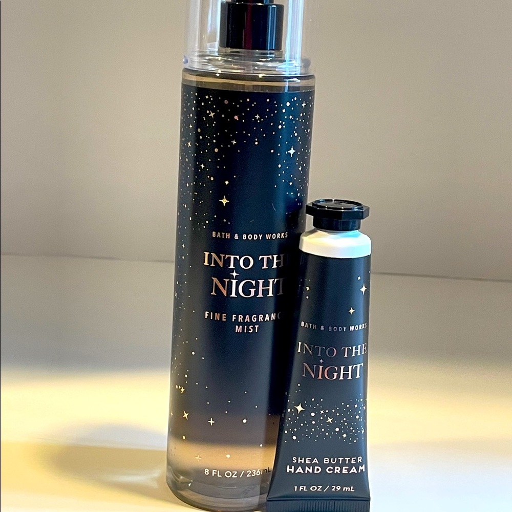 Into the night body spray, and hand lotion cream